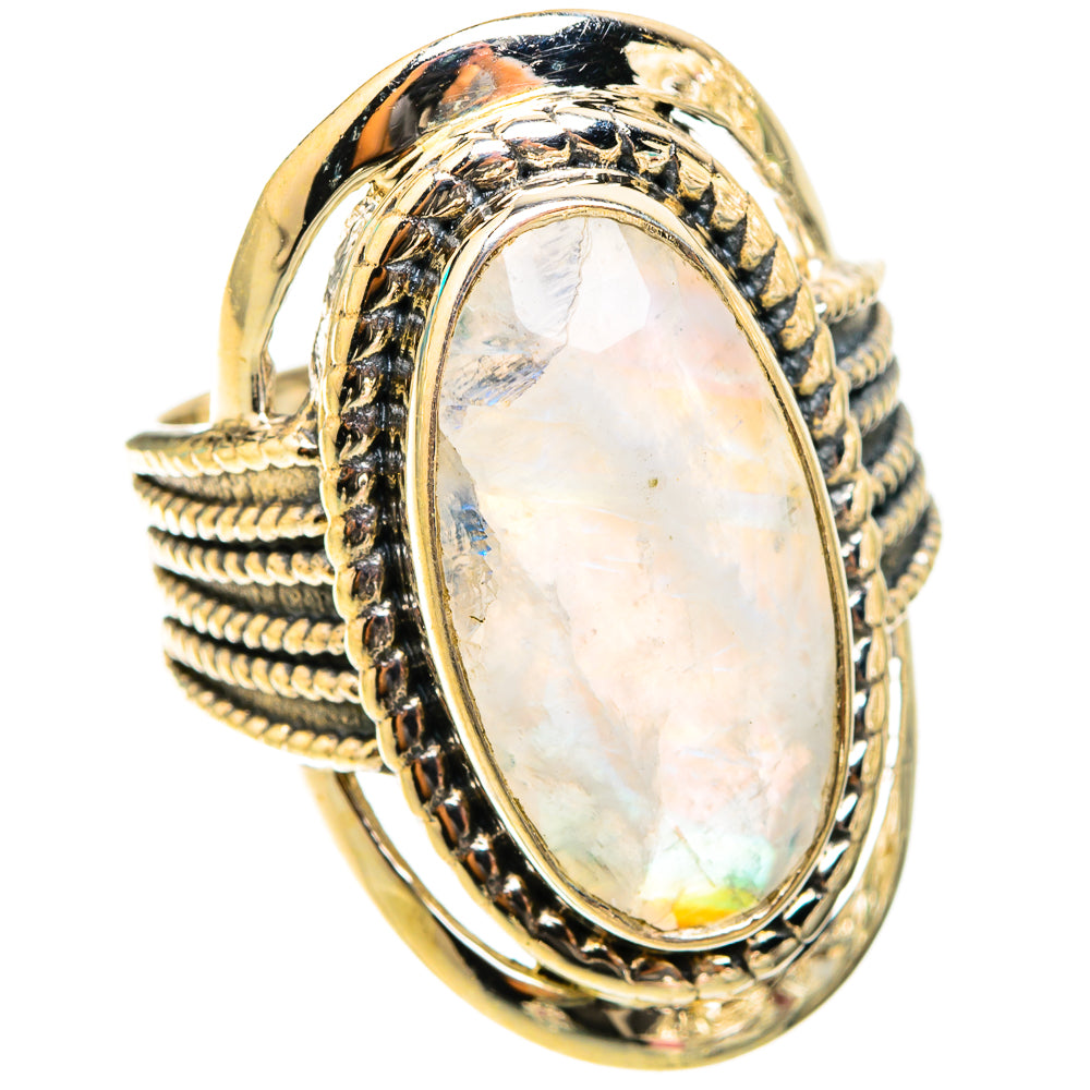 Rainbow Moonstone Rings handcrafted by Ana Silver Co - RING119611 - Photo 2