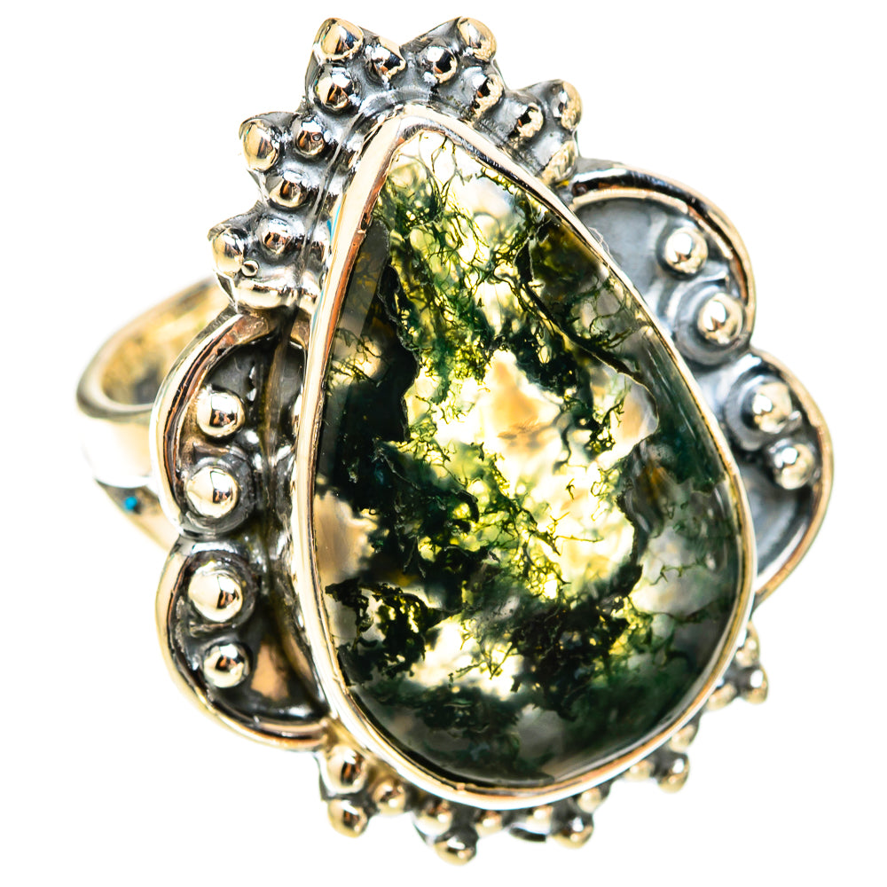 Green Moss Agate Rings handcrafted by Ana Silver Co - RING119671 - Photo 2