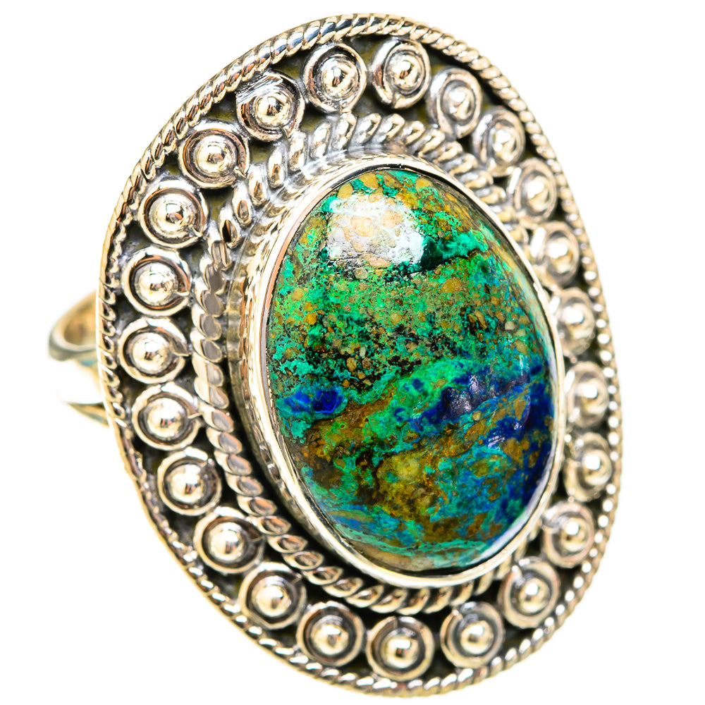 Azurite In Malachite Rings handcrafted by Ana Silver Co - RING119771 - Photo 2