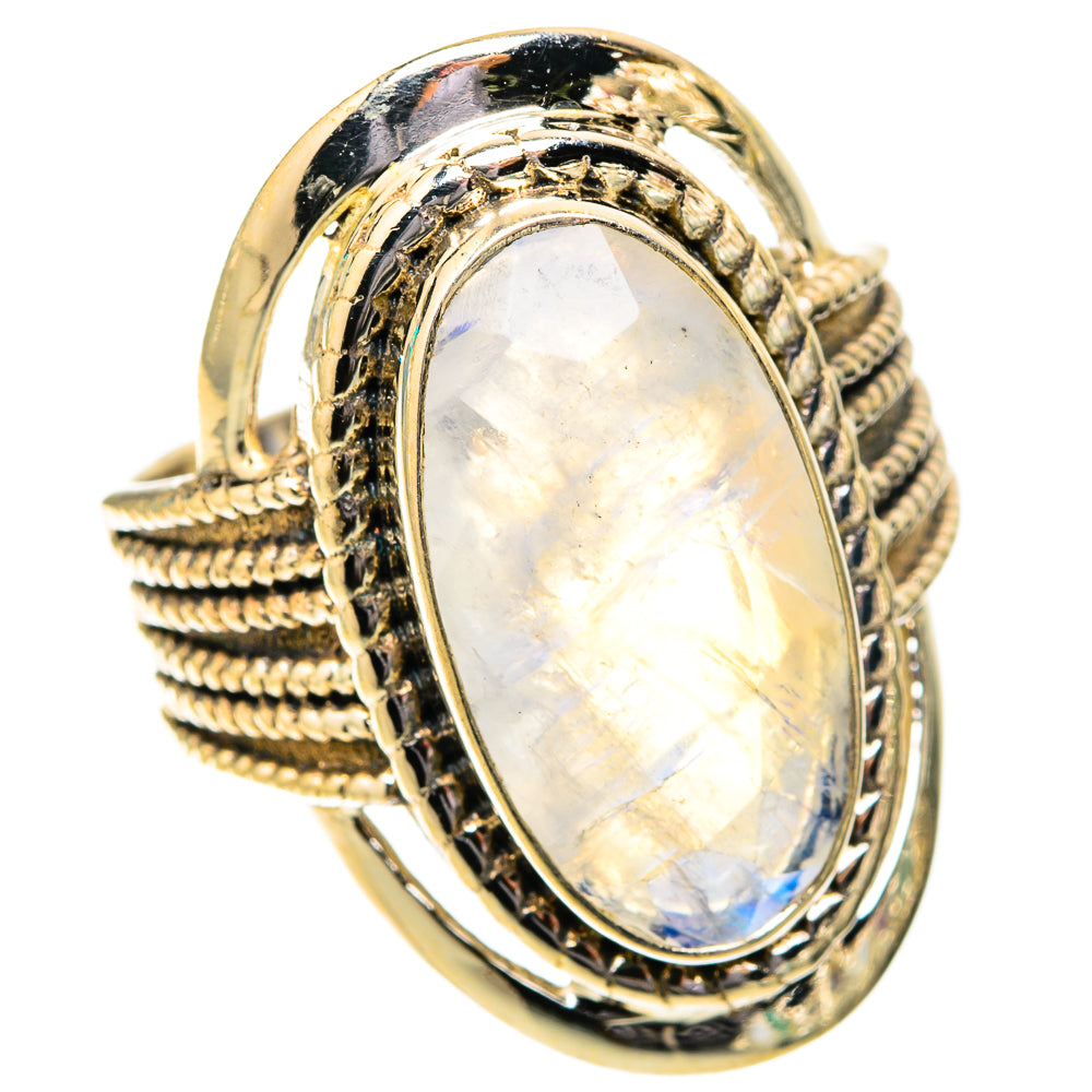 Rainbow Moonstone Rings handcrafted by Ana Silver Co - RING119836 - Photo 2