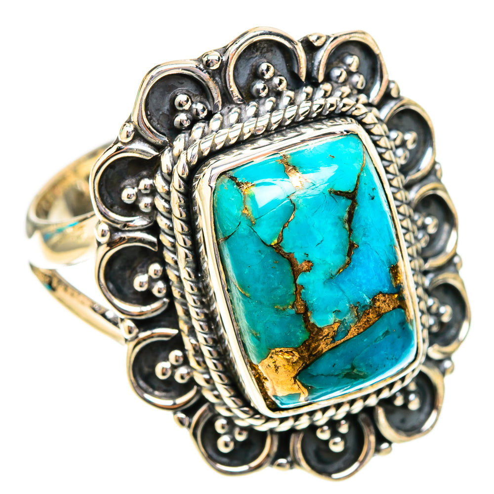 Blue Copper Composite Turquoise Rings handcrafted by Ana Silver Co - RING119877 - Photo 2