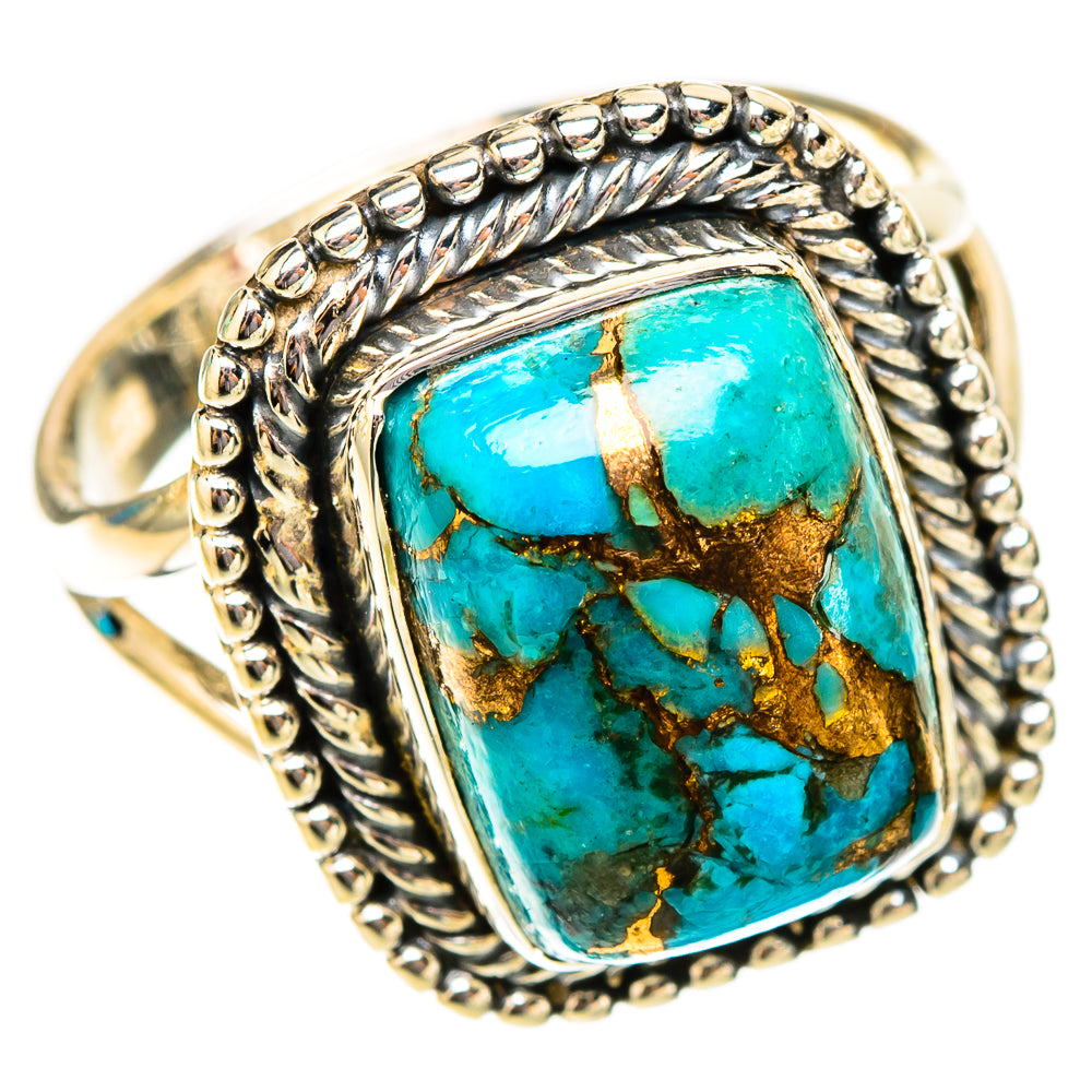 Blue Copper Composite Turquoise Rings handcrafted by Ana Silver Co - RING119957 - Photo 2