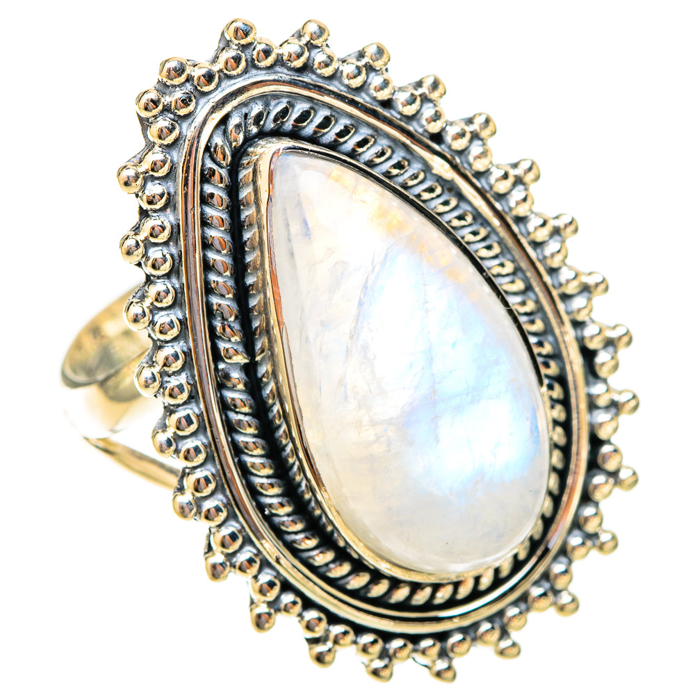 Rainbow Moonstone Rings handcrafted by Ana Silver Co - RING120054 - Photo 2