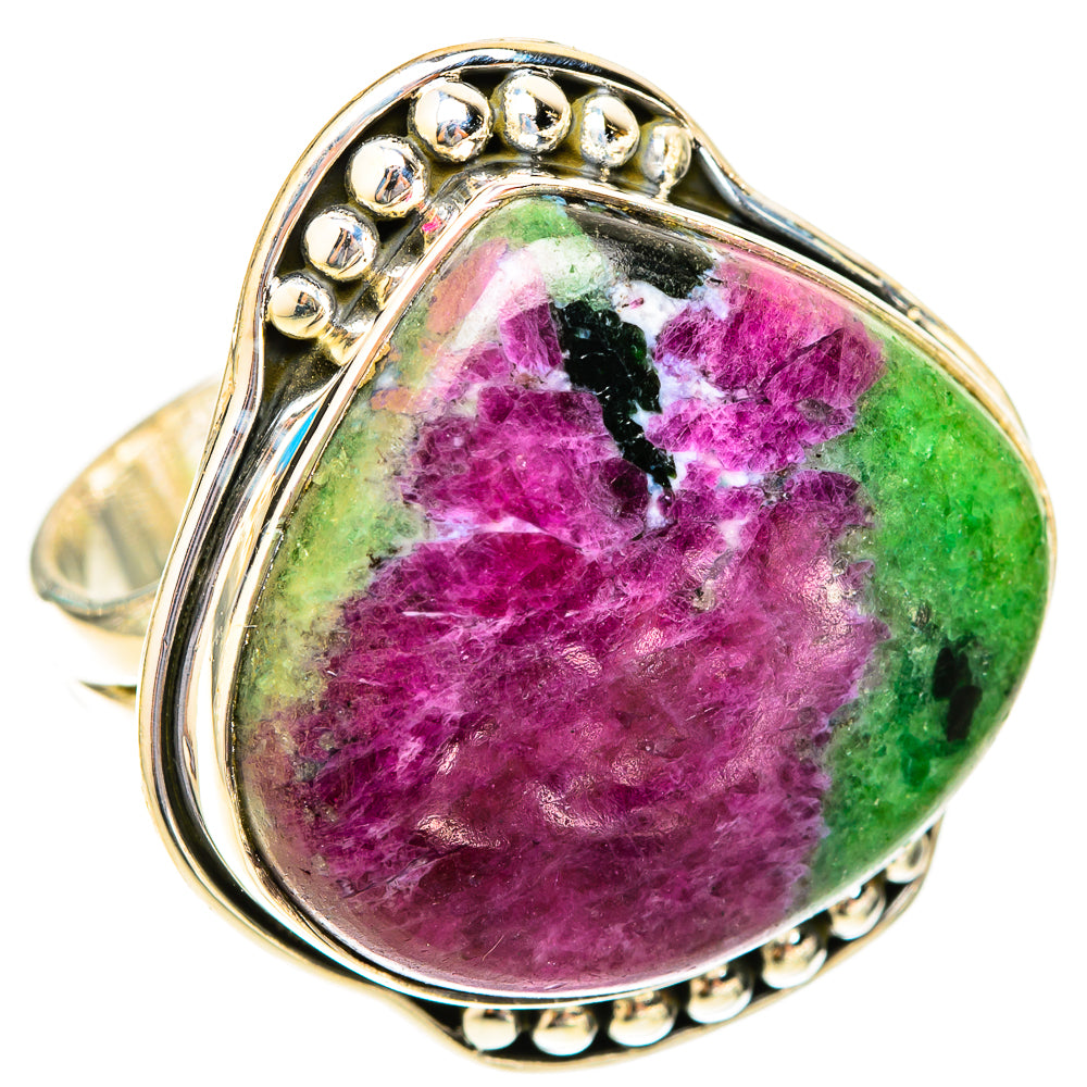 Ruby Zoisite Rings handcrafted by Ana Silver Co - RING120057 - Photo 2