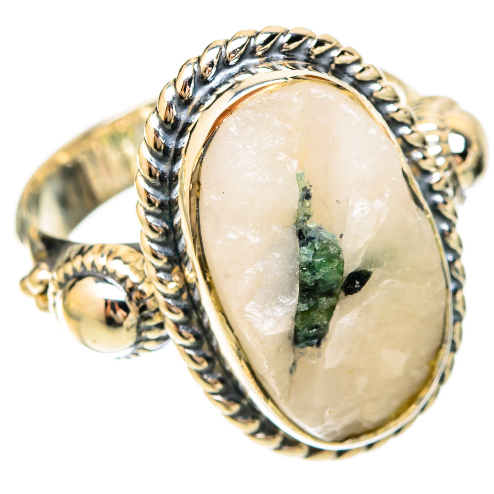 Green Tourmaline In Quartz Rings handcrafted by Ana Silver Co - RING120169 - Photo 2