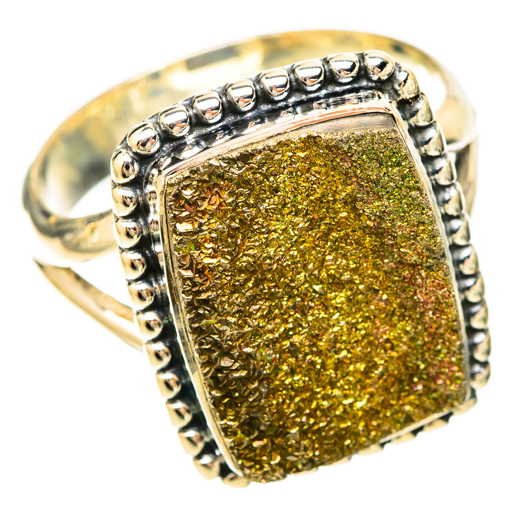 Spectro Pyrite Druzy Rings handcrafted by Ana Silver Co - RING120263 - Photo 2