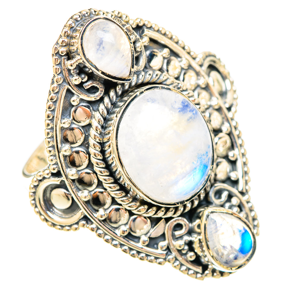 Rainbow Moonstone Rings handcrafted by Ana Silver Co - RING120308 - Photo 2