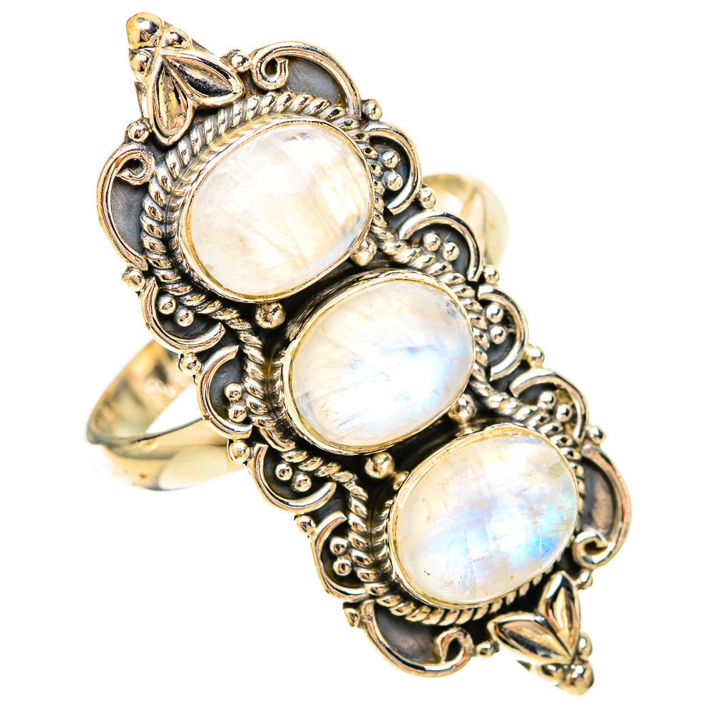 Rainbow Moonstone Rings handcrafted by Ana Silver Co - RING120309 - Photo 2