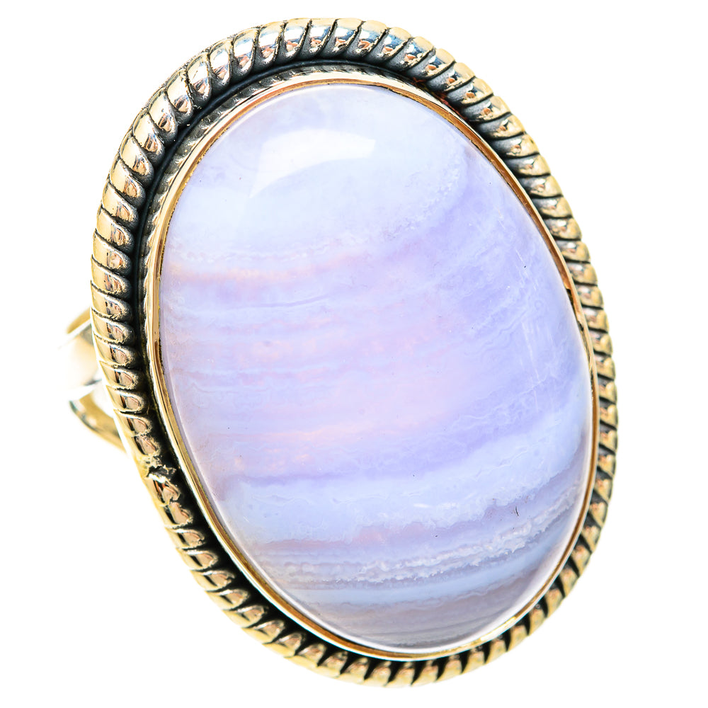Blue Lace Agate Rings handcrafted by Ana Silver Co - RING120312 - Photo 2