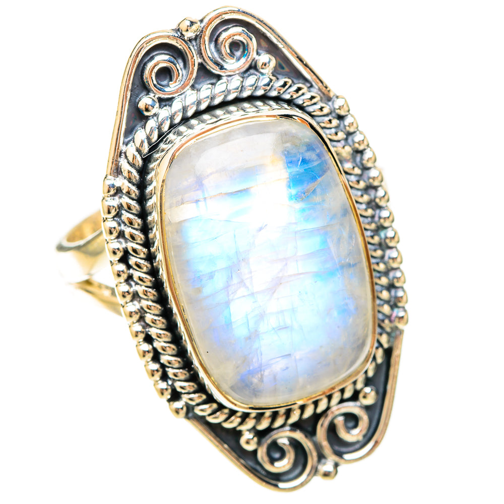 Rainbow Moonstone Rings handcrafted by Ana Silver Co - RING120316 - Photo 2