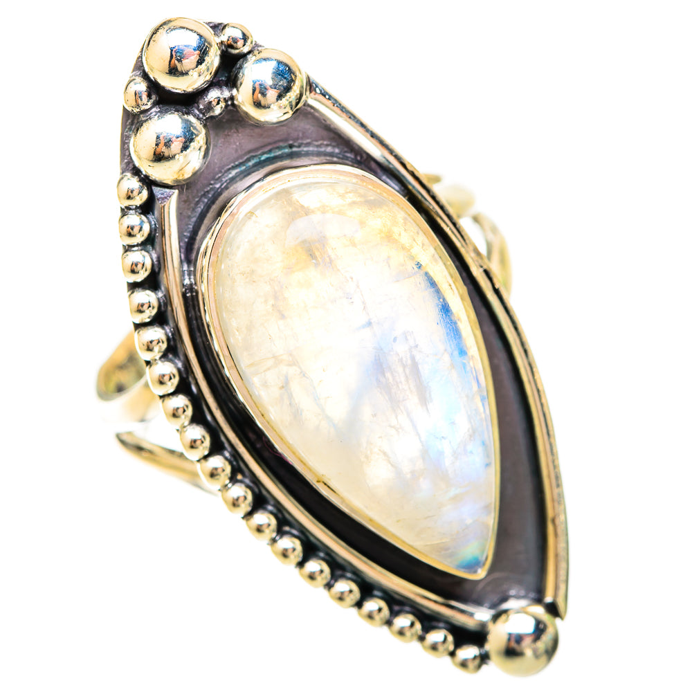 Rainbow Moonstone Rings handcrafted by Ana Silver Co - RING120368 - Photo 2