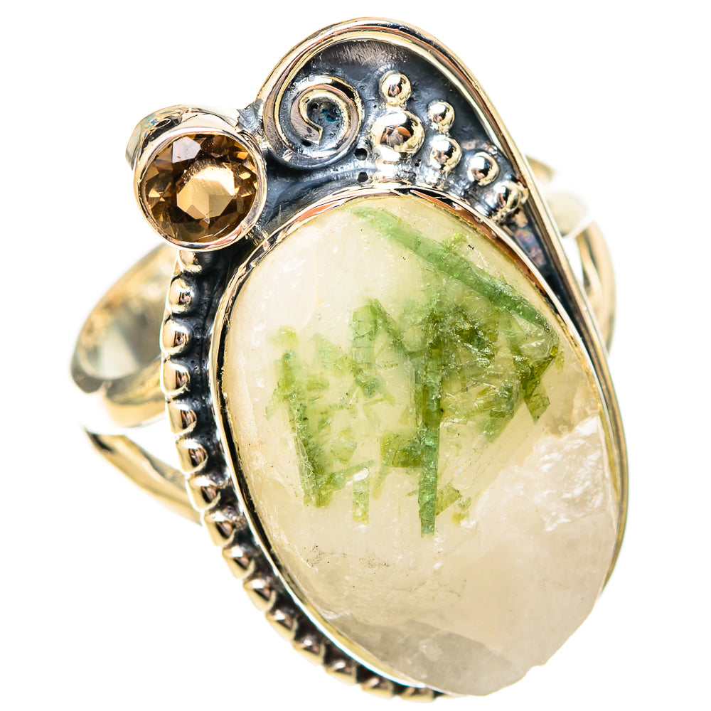 Green Tourmaline In Quartz Rings handcrafted by Ana Silver Co - RING120507 - Photo 2