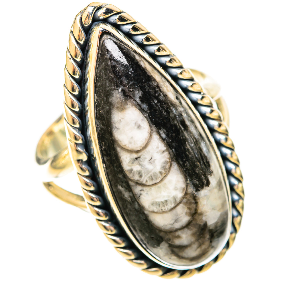 Orthoceras Fossil Rings handcrafted by Ana Silver Co - RING120558 - Photo 2
