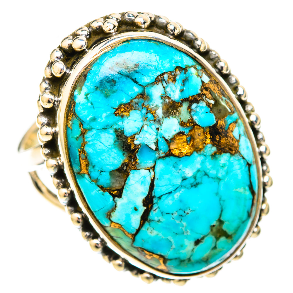 Blue Copper Composite Turquoise Rings handcrafted by Ana Silver Co - RING120599 - Photo 2