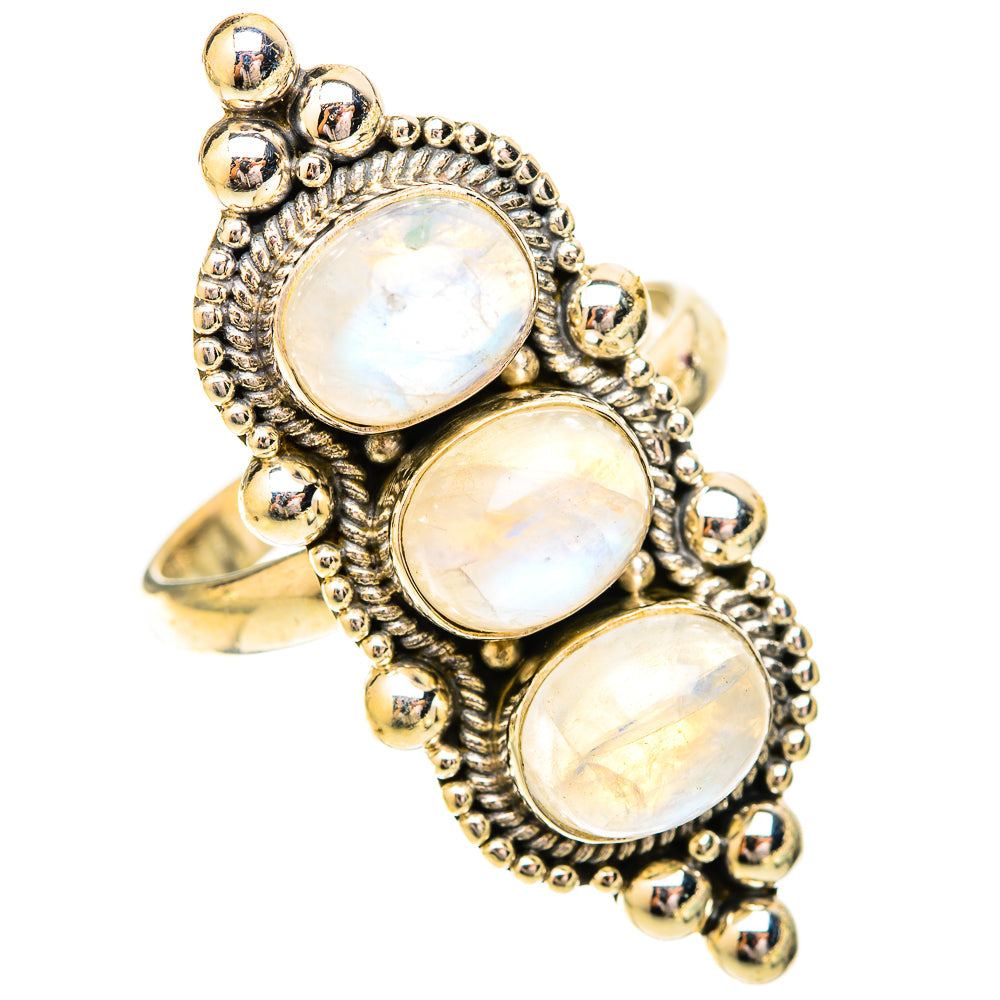 Rainbow Moonstone Rings handcrafted by Ana Silver Co - RING120677 - Photo 2