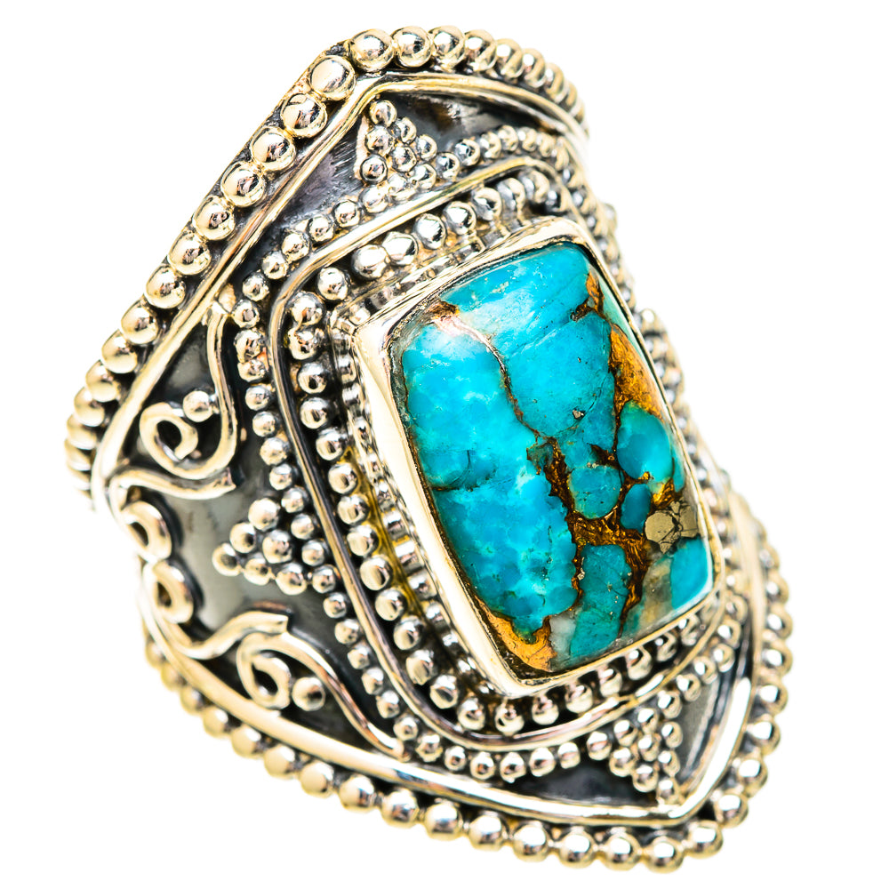 Blue Copper Composite Turquoise Rings handcrafted by Ana Silver Co - RING120690 - Photo 2