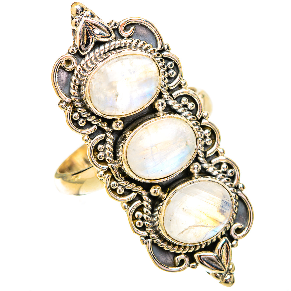 Rainbow Moonstone Rings handcrafted by Ana Silver Co - RING120719 - Photo 2