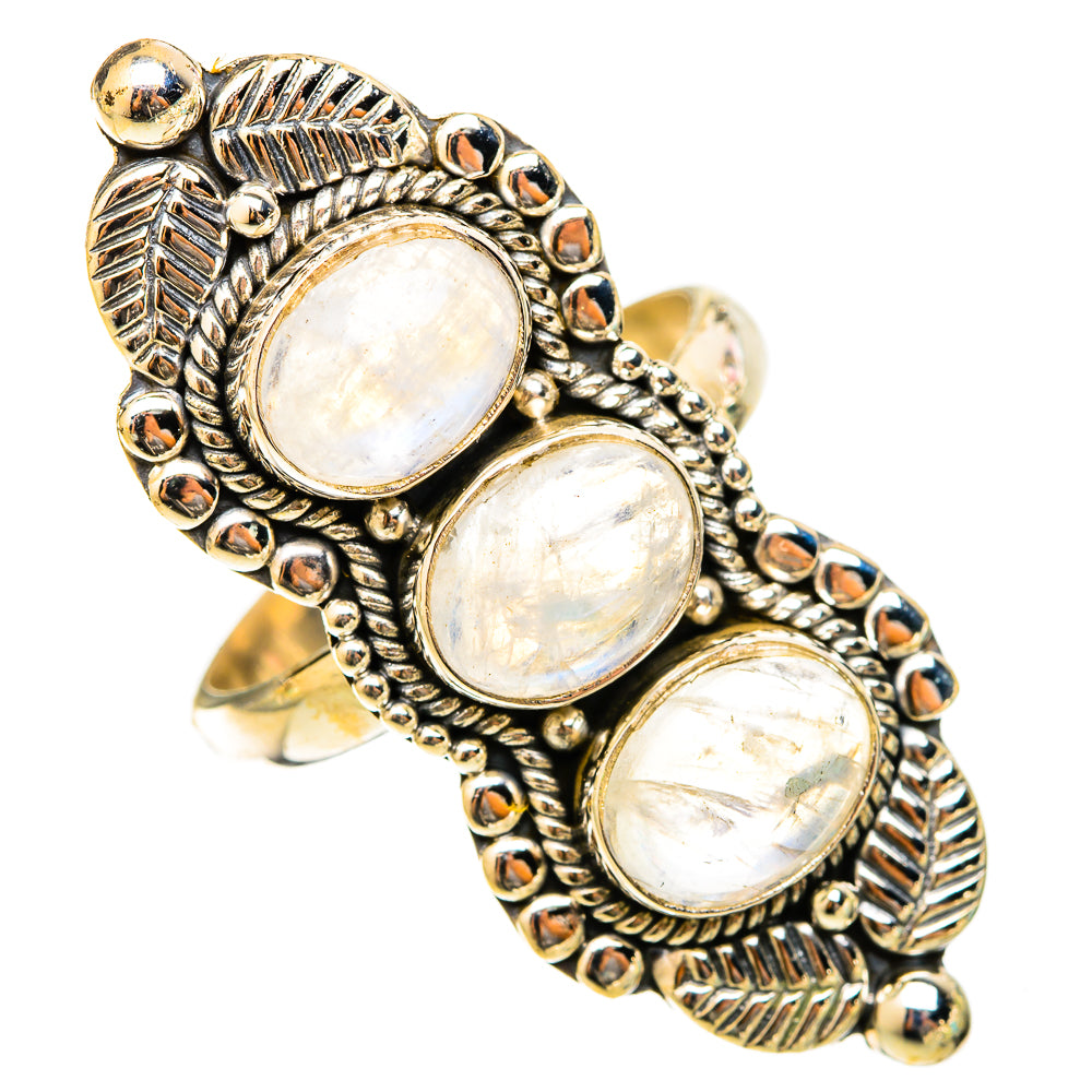 Rainbow Moonstone Rings handcrafted by Ana Silver Co - RING120873 - Photo 2