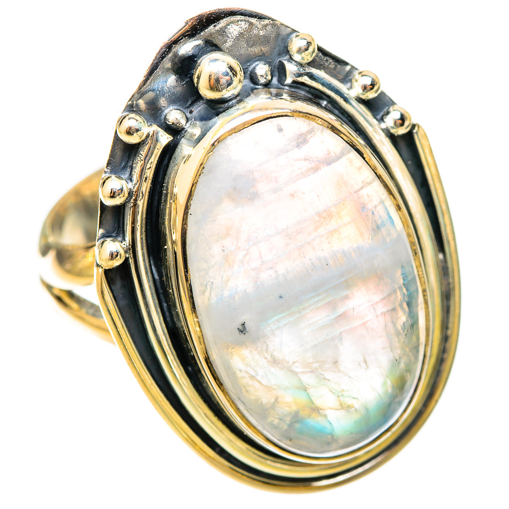 Rainbow Moonstone Rings handcrafted by Ana Silver Co - RING120929 - Photo 2
