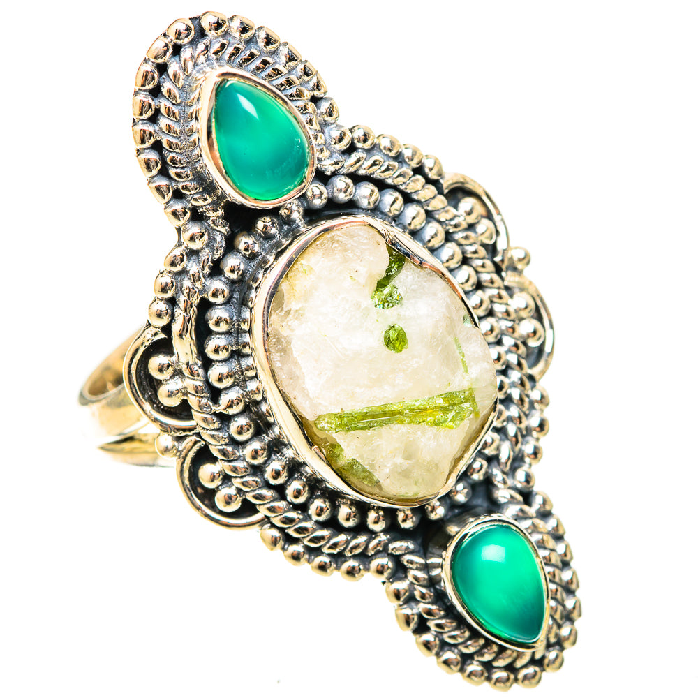Green Tourmaline In Quartz Rings handcrafted by Ana Silver Co - RING120965 - Photo 2