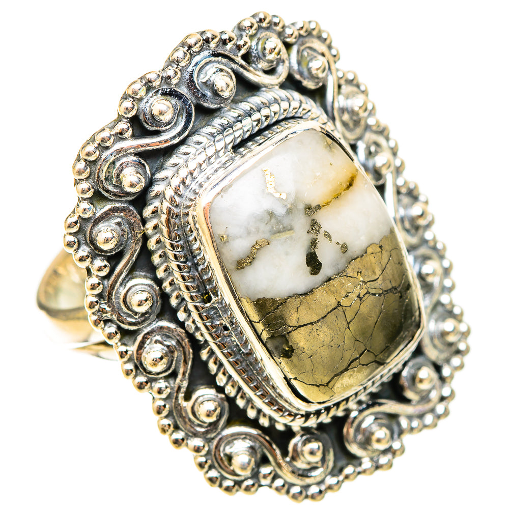 Pyrite Agate Rings handcrafted by Ana Silver Co - RING120986 - Photo 2