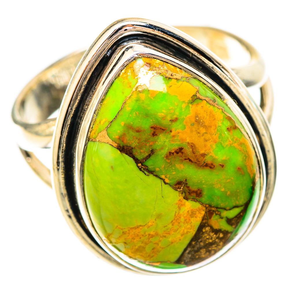 Green Copper Composite Turquoise Rings handcrafted by Ana Silver Co - RING121102 - Photo 2