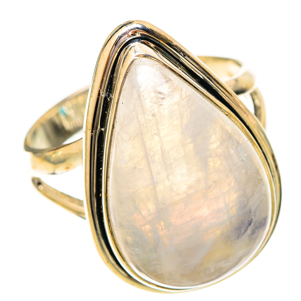 Rainbow Moonstone Rings handcrafted by Ana Silver Co - RING121116 - Photo 2