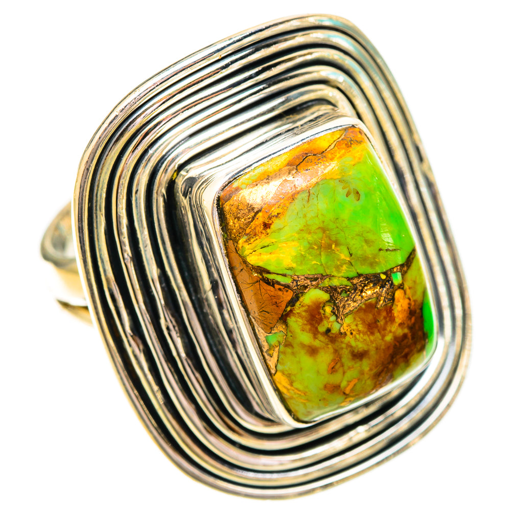 Green Copper Composite Turquoise Rings handcrafted by Ana Silver Co - RING121133 - Photo 2