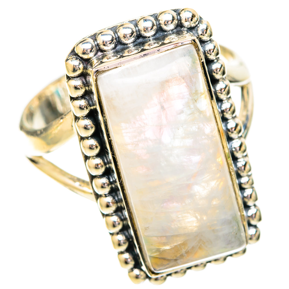 Rainbow Moonstone Rings handcrafted by Ana Silver Co - RING121147 - Photo 2