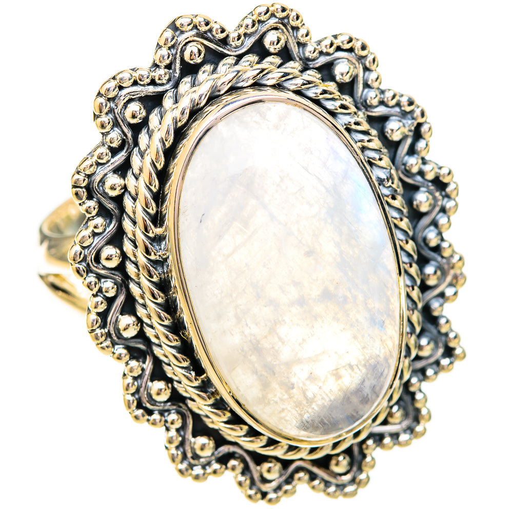 Rainbow Moonstone Rings handcrafted by Ana Silver Co - RING121219 - Photo 2
