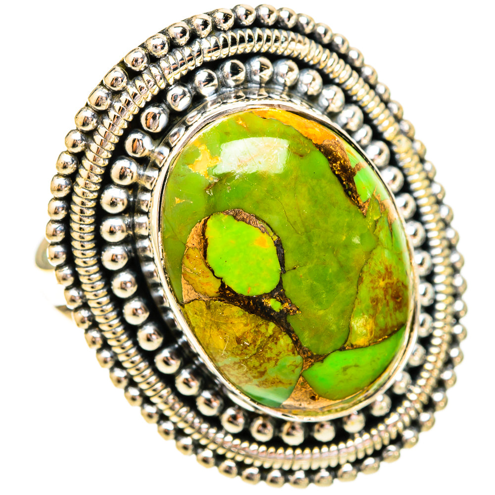 Green Copper Composite Turquoise Rings handcrafted by Ana Silver Co - RING121248 - Photo 2