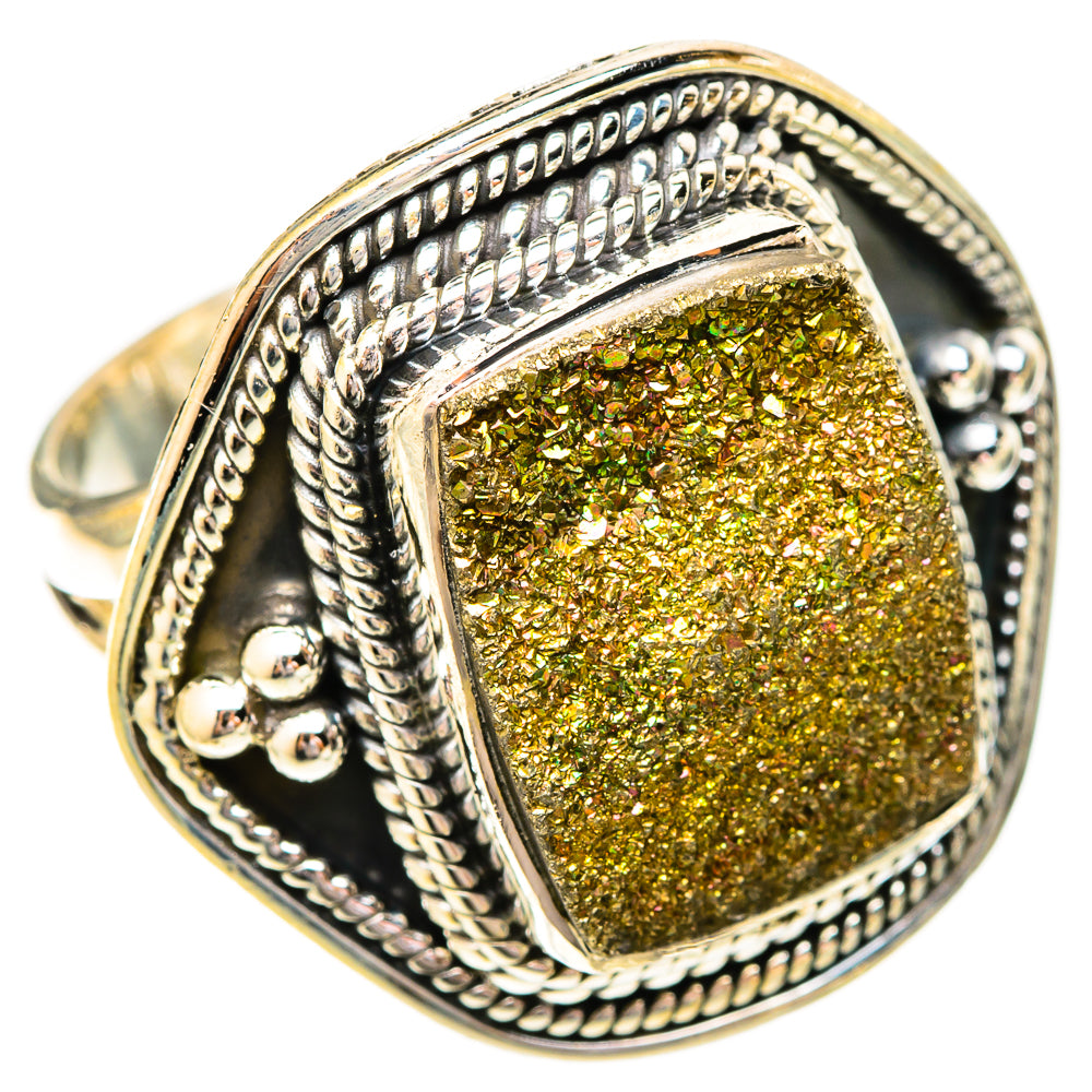 Spectro Pyrite Druzy Rings handcrafted by Ana Silver Co - RING121318 - Photo 2