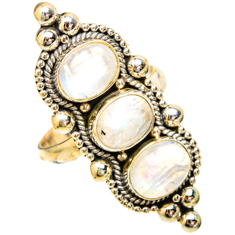 Rainbow Moonstone Rings handcrafted by Ana Silver Co - RING121319 - Photo 2
