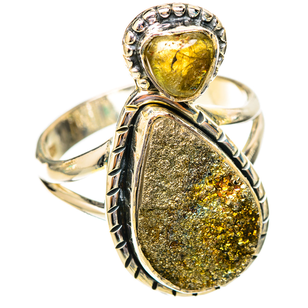 Spectro Pyrite Druzy Rings handcrafted by Ana Silver Co - RING121352 - Photo 2