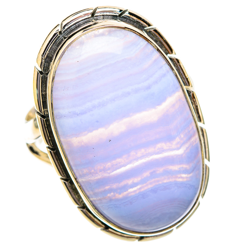Blue Lace Agate Rings handcrafted by Ana Silver Co - RING121488 - Photo 2
