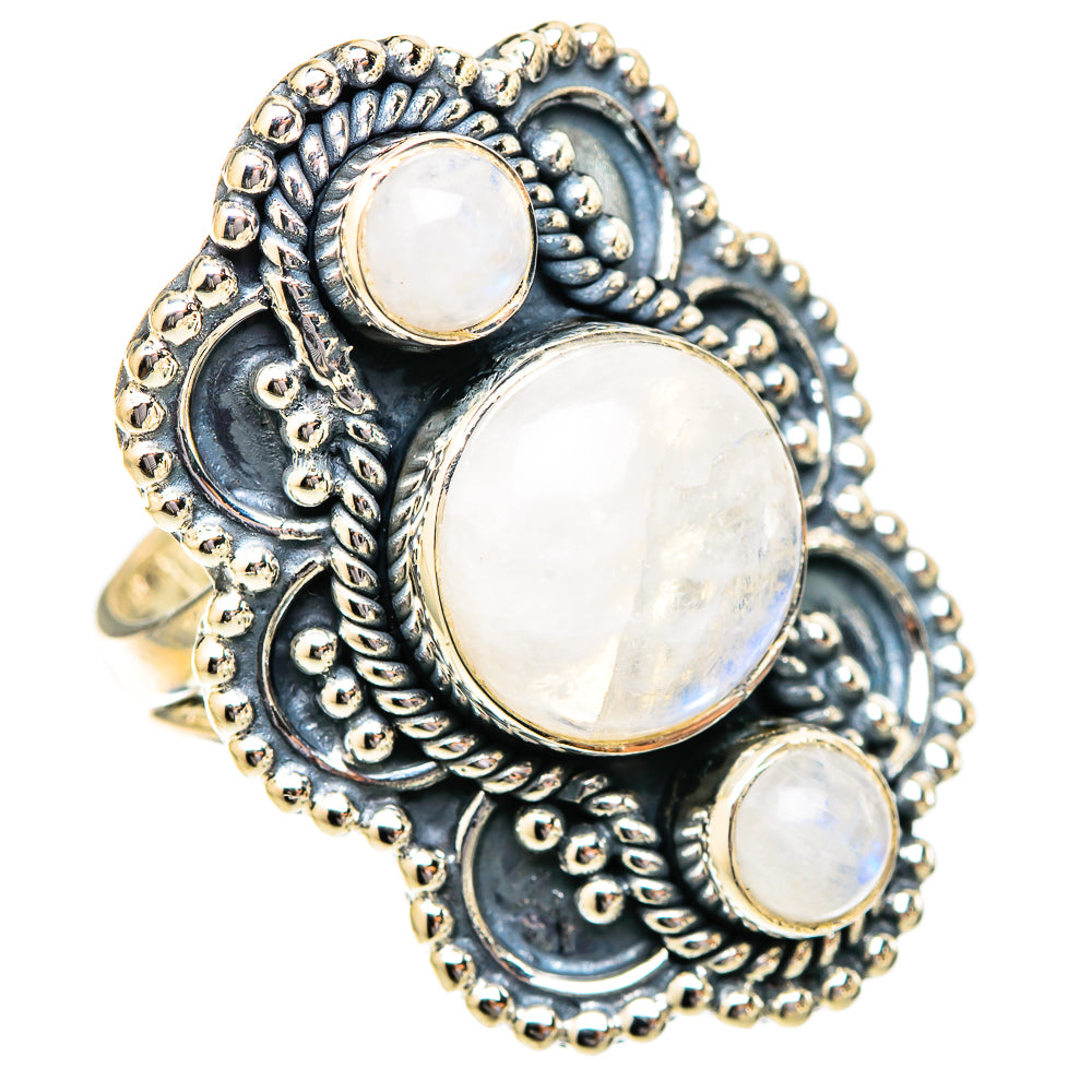 Rainbow Moonstone Rings handcrafted by Ana Silver Co - RING121544 - Photo 2