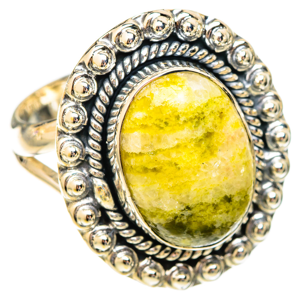 African Green Opal Rings handcrafted by Ana Silver Co - RING121649 - Photo 2