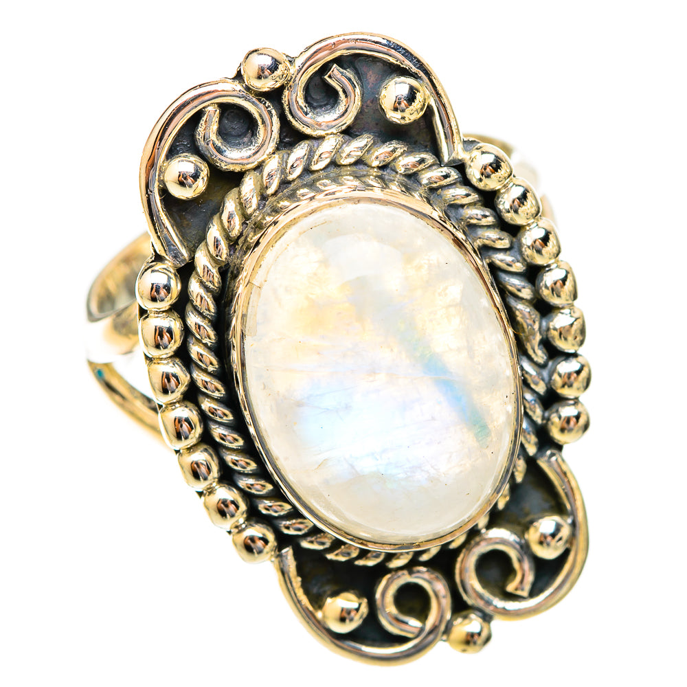 Rainbow Moonstone Rings handcrafted by Ana Silver Co - RING121663 - Photo 2