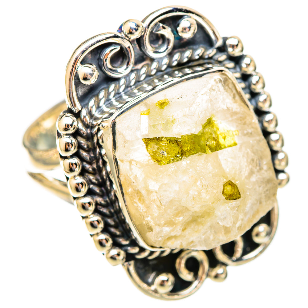 Green Tourmaline In Quartz Rings handcrafted by Ana Silver Co - RING121682 - Photo 2
