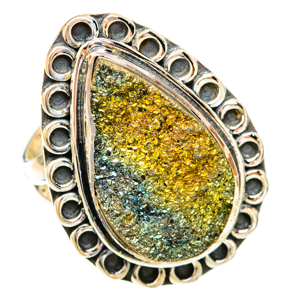 Spectro Pyrite Druzy Rings handcrafted by Ana Silver Co - RING121693 - Photo 2