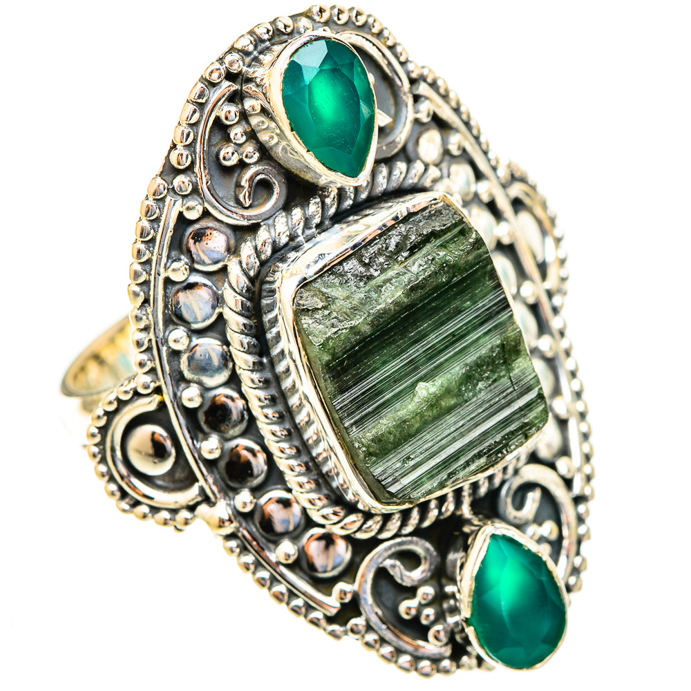 Green Tourmaline Rings handcrafted by Ana Silver Co - RING121922 - Photo 2