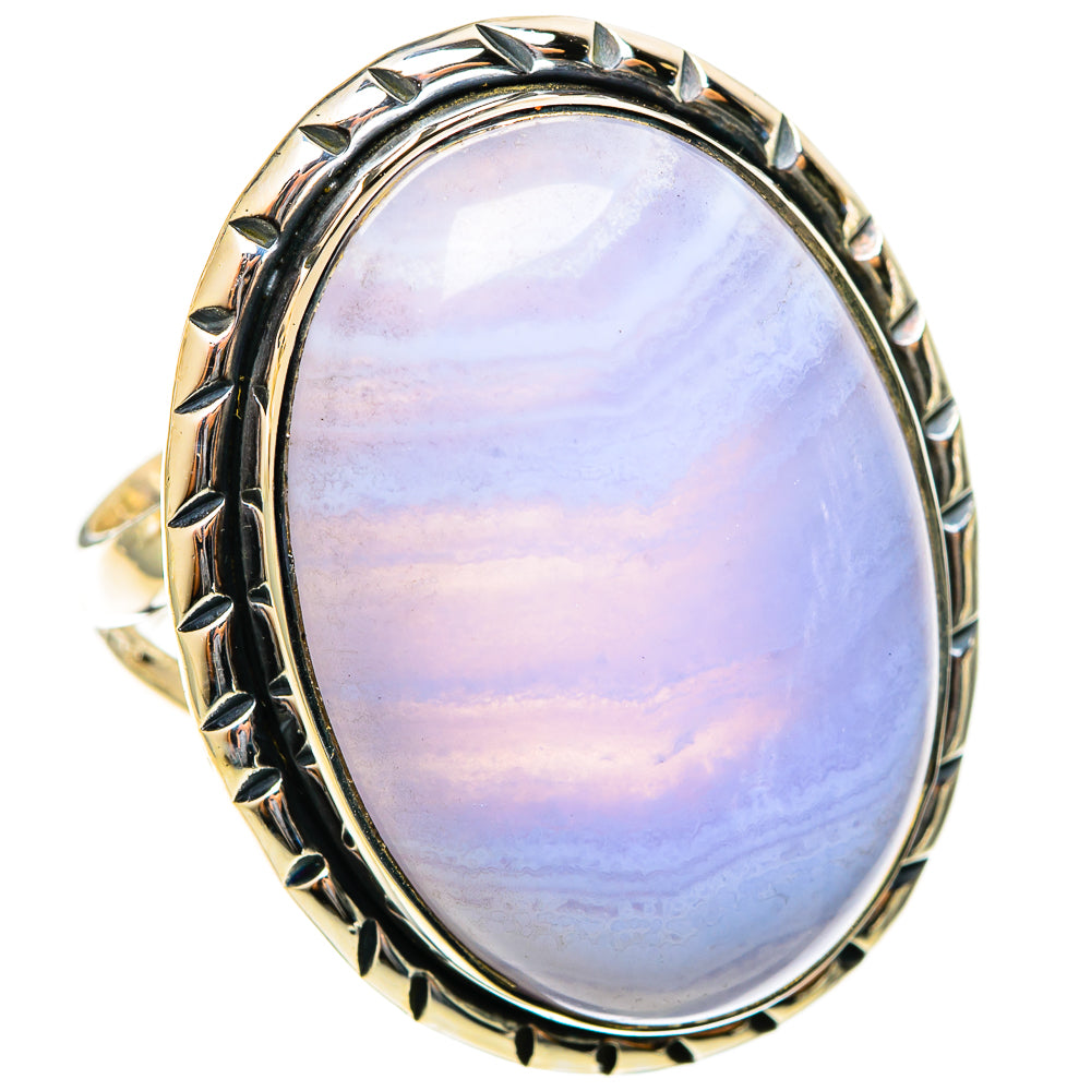 Blue Lace Agate Rings handcrafted by Ana Silver Co - RING122228 - Photo 2