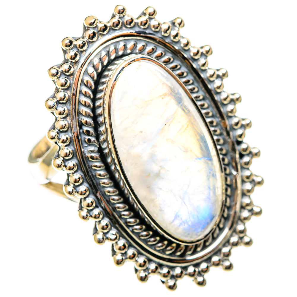 Rainbow Moonstone Rings handcrafted by Ana Silver Co - RING122230 - Photo 2
