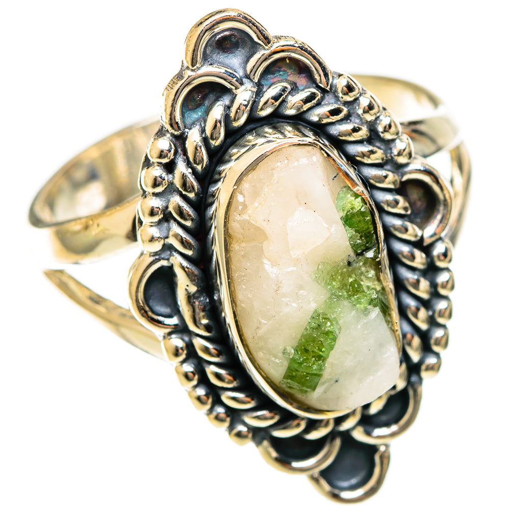 Green Tourmaline In Quartz Rings handcrafted by Ana Silver Co - RING122325 - Photo 2