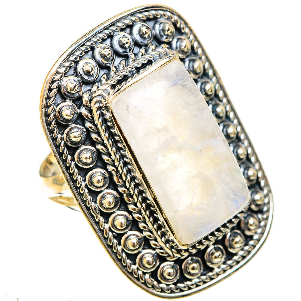 Rainbow Moonstone Rings handcrafted by Ana Silver Co - RING122498 - Photo 2