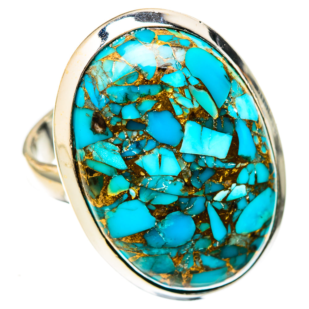 Blue Copper Composite Turquoise Rings handcrafted by Ana Silver Co - RING122696 - Photo 2