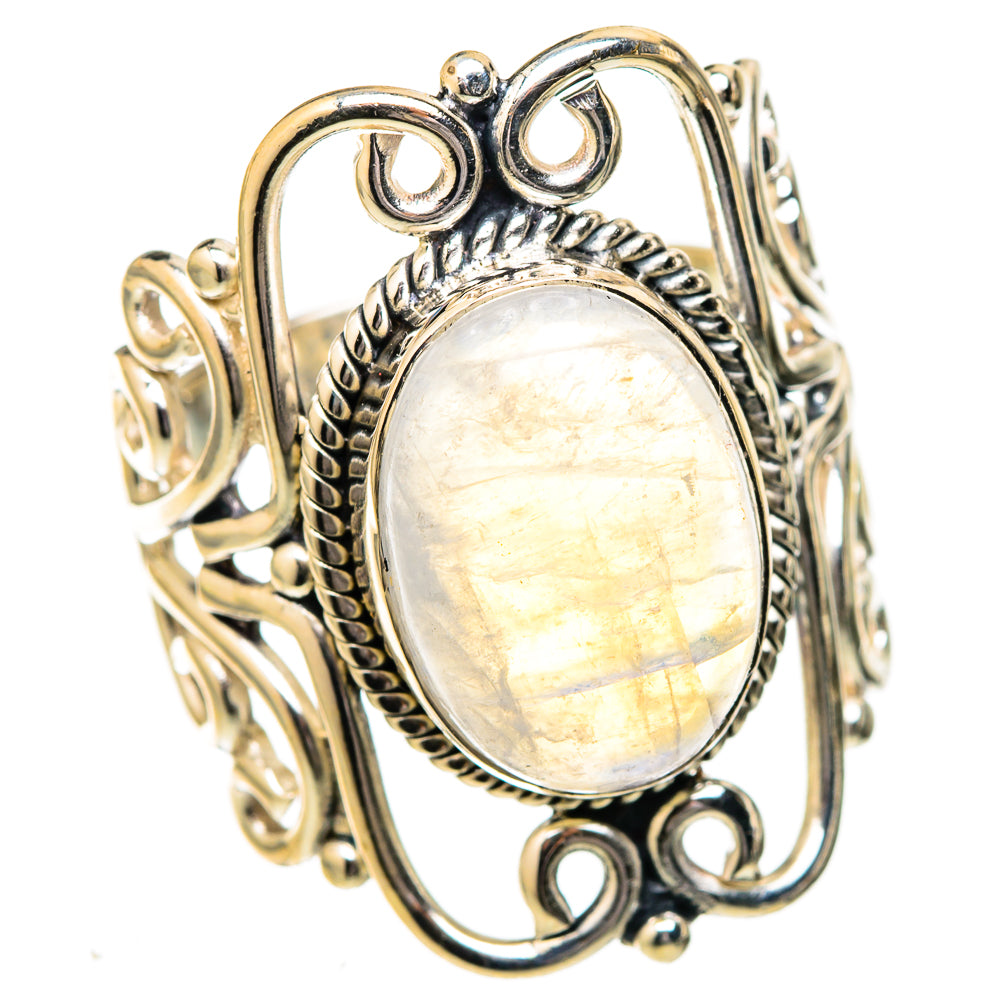 Rainbow Moonstone Rings handcrafted by Ana Silver Co - RING122708 - Photo 2