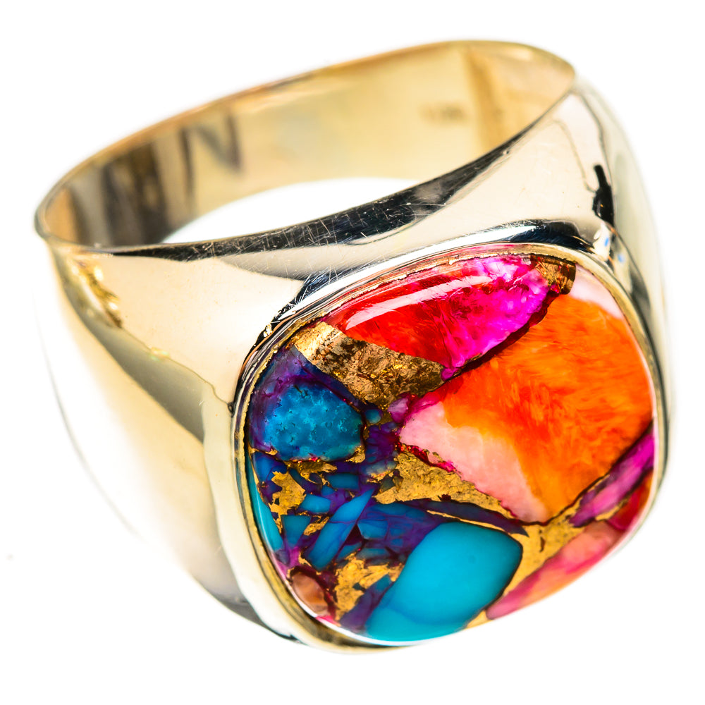 Kingman Pink Dahlia Turquoise Rings handcrafted by Ana Silver Co - RING122799 - Photo 2
