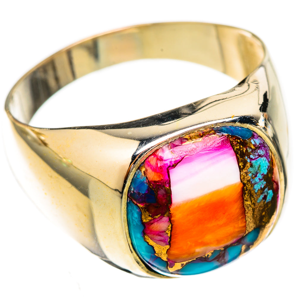 Kingman Pink Dahlia Turquoise Rings handcrafted by Ana Silver Co - RING122800 - Photo 2