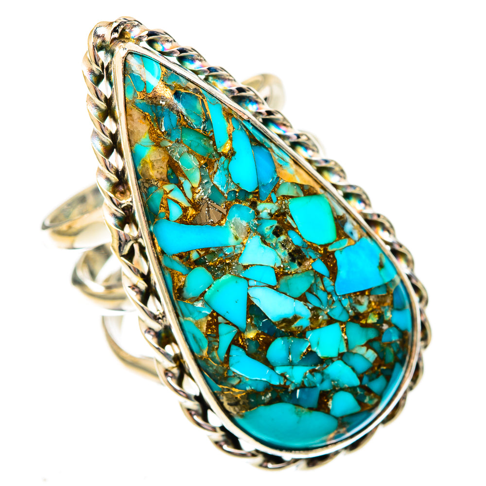 Blue Copper Composite Turquoise Rings handcrafted by Ana Silver Co - RING122863 - Photo 2